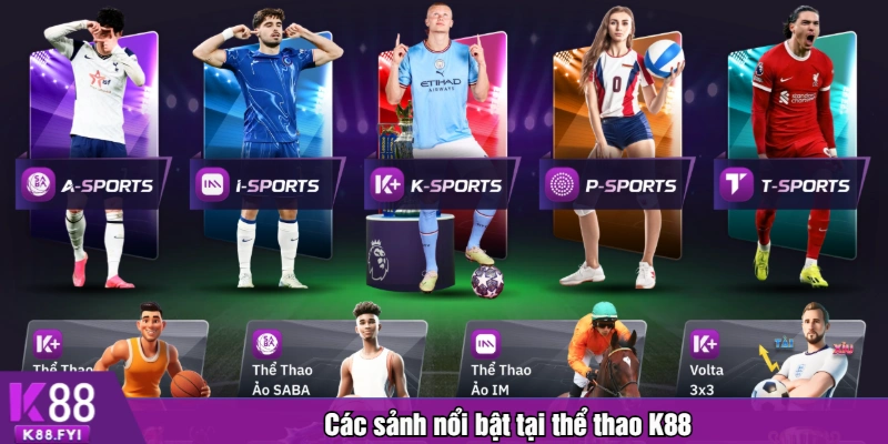 Các sảnh nổi bật tại thể thao K88