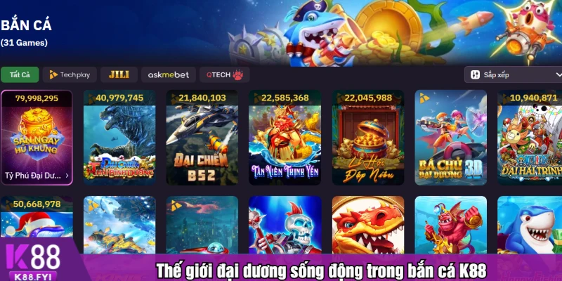 Thế giới đại dương sống động trong bắn cá K88