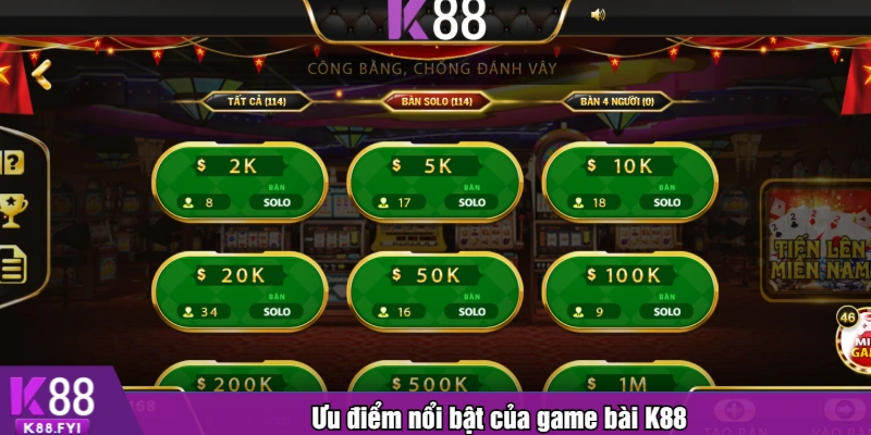 Ưu điểm nổi bật của game bài K88