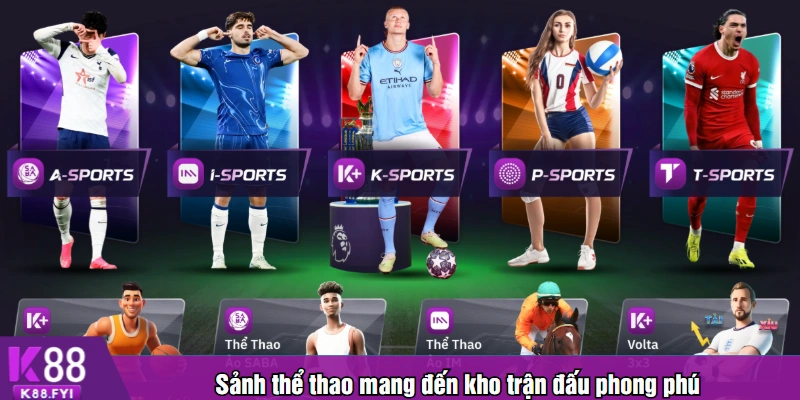 Sảnh thể thao mang đến kho trận đấu phong phú